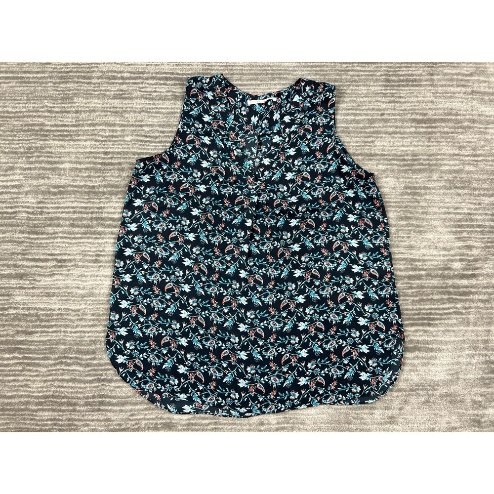 Violet + Claire Blouse Womens Large Blue Floral Paisley V-Neck Sleeveless Top